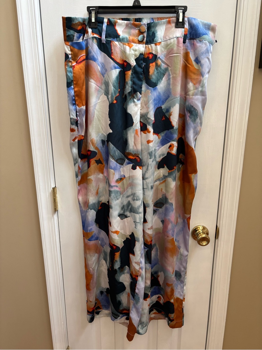 Black Tape Abstract Print Wide-Leg Pants in Water Color, Size 1x, EUC - Picture 2 of 5